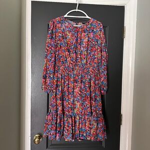 NWT Bright Floral Smocked Waist Ruffle Trim J.Crew Dress | Size M